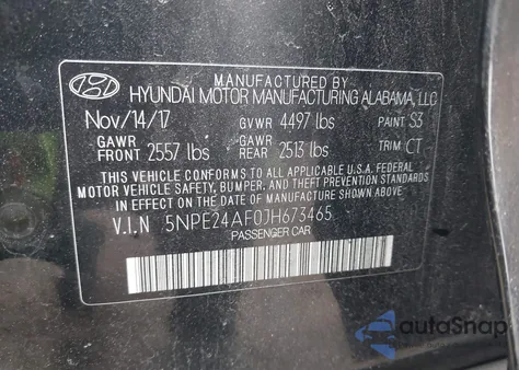 2018 Hyundai Sonata Se z USA, uszkodzony, nr VIN 5NPE24AF0JH673465
